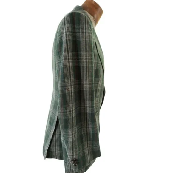 VTG BOTANY 500 Men's Green Plaid Sport Coat Jacket Size 40 Regular - Picture 6 of 11